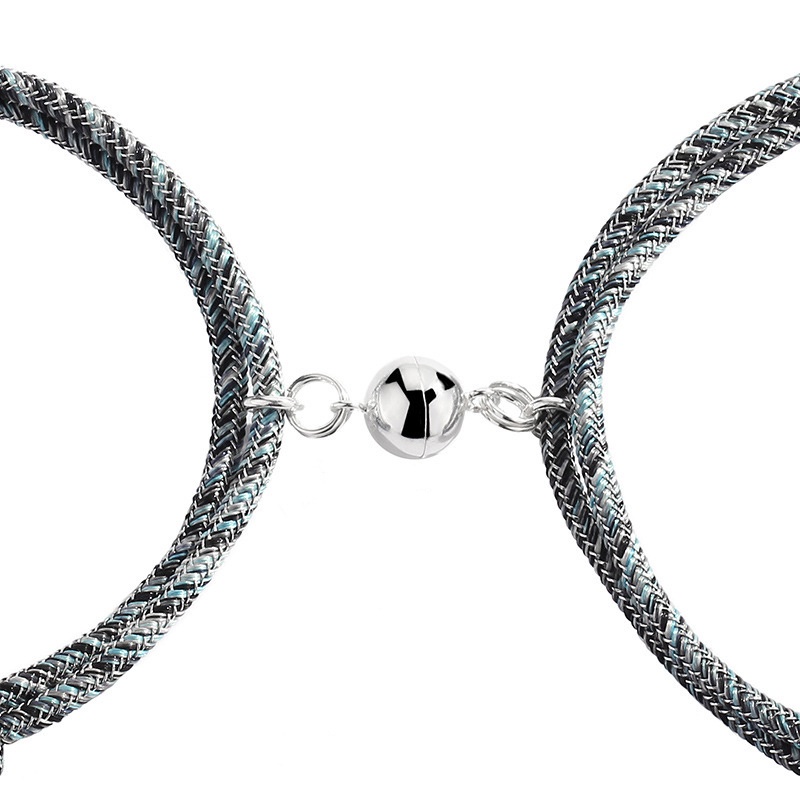 2pcs / Set Gelang Tali Kepang Magnetik Untuk Pasangan
