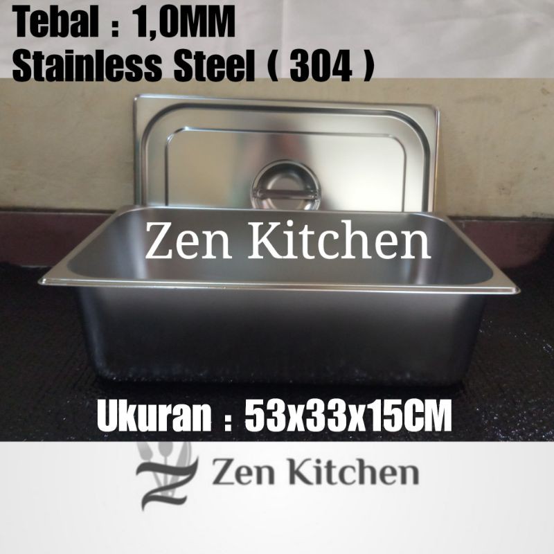 Wajan Penggorengan Kotak Dan Tutup Stainless Steel 53x33x15cm