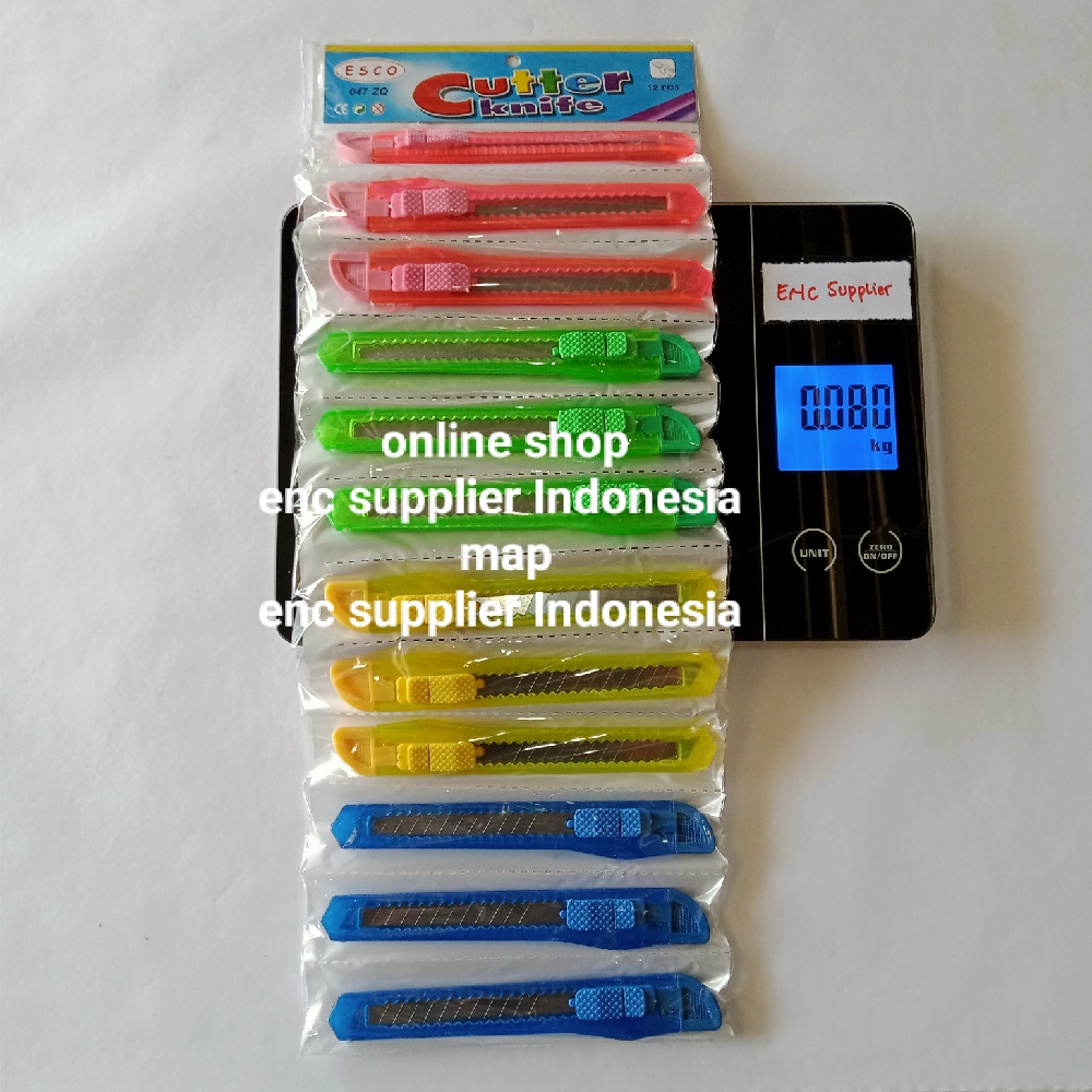 

enc - pisau cutter transfaran kecil esco QX-047 per pcs