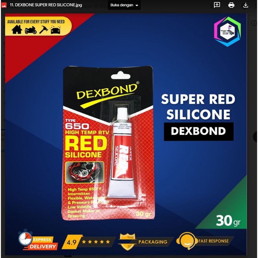 Lem Silicone Merah Anti Panas Dexbond Hi-Temp RTV Red Silicone 30gr