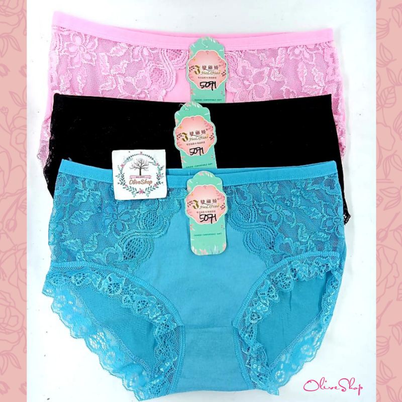 OliveShop ❤ Celana Dalam Jielijiao JLJ Brukat Renda Cantik Seksi Mewah Kode 5071