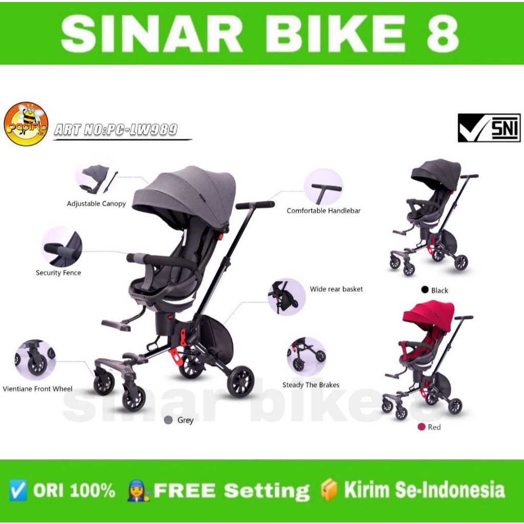 Magic Stroller Kursi Dorong Anak Pacific LW-989 Kereta Dorong Anak Traveling Depan Belakang