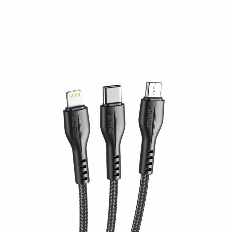 Kabel Data MOFIT 3in1 M300 Fast Charge 2.4A Micro + TypeC + Lightning 120cm