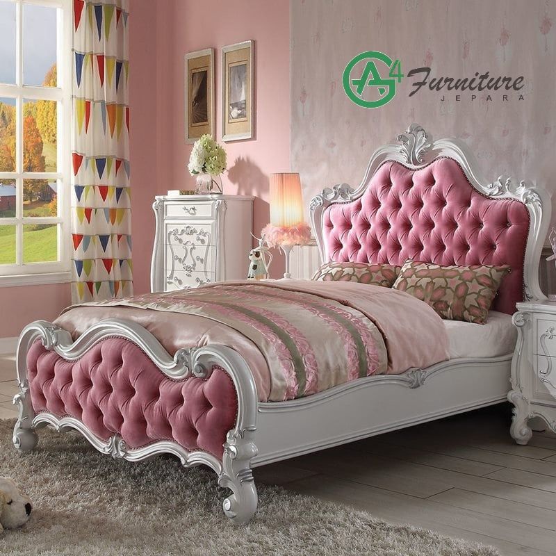 Set Kamar Tidur Anak Perempuan Ukir Mewah - Kayu Mahoni