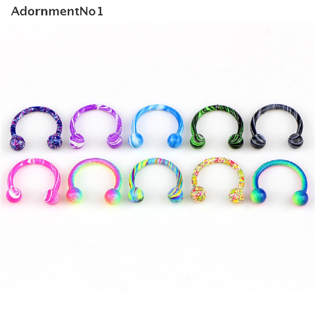 [AdornmentNo1] 10PCS Stainless Steel Horseshoe Bar Lip Nose Septum Ear Ring Stud Piercing Ball [new]