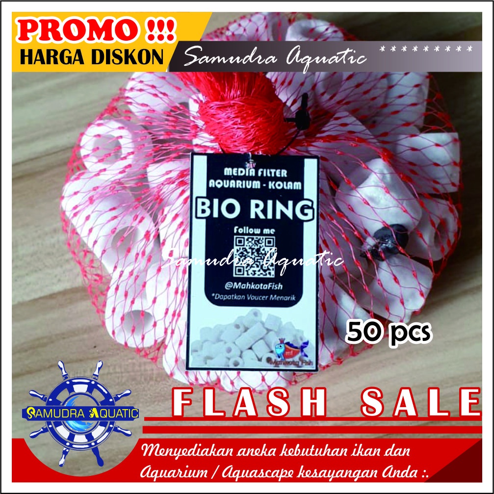 BIO RING KECIL (1 Kantong / 50 Biji), Bioring Keramik Bio Ring Kramik Media Filter Aquarium Aquascape, Media Filter Kolam