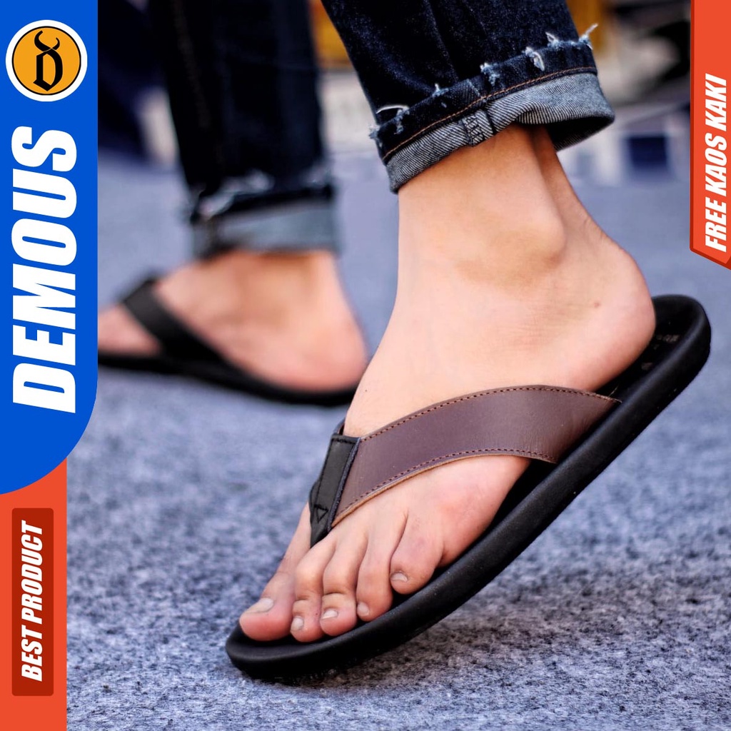 DEMOUS JAVIT Sandal Jepit Kulit Asli Casual Pria