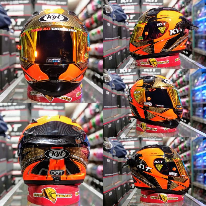 Helm full face KYT RC Seven Paket Ganteng Motif Visor Iridium Silver Stiker Set  Spoiler RC7-PAKET GANTENG NO-11