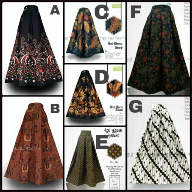 ROK PANJANG KLOK SOGAN BATIK KLASIK HIJAB SKIRT FLAR MOTIF JARIK