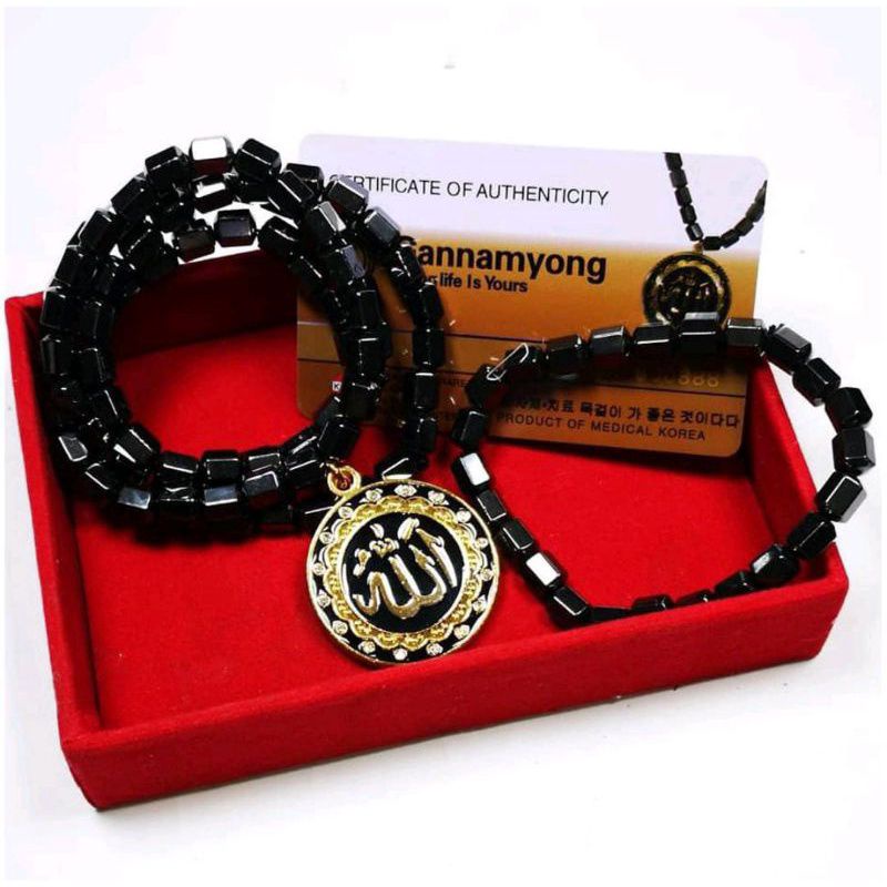 Asli 1 Set Kalung + Gelang Gannamyong Bandul Lafaz ALLAH