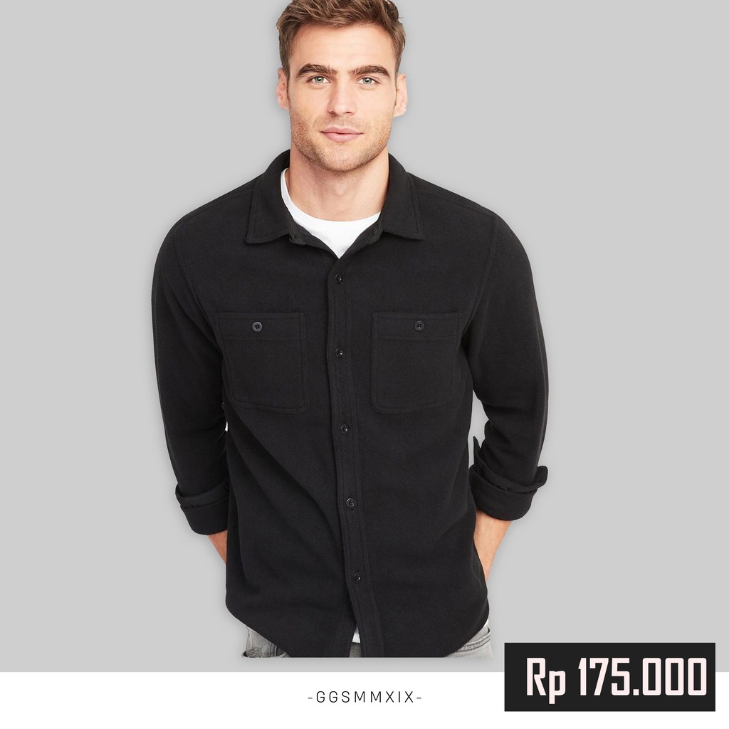 Kemeja Flannel Fleece Old Navy Baru Original Brand | Kemeja Pria Flannel Hitam Original Branded Baru