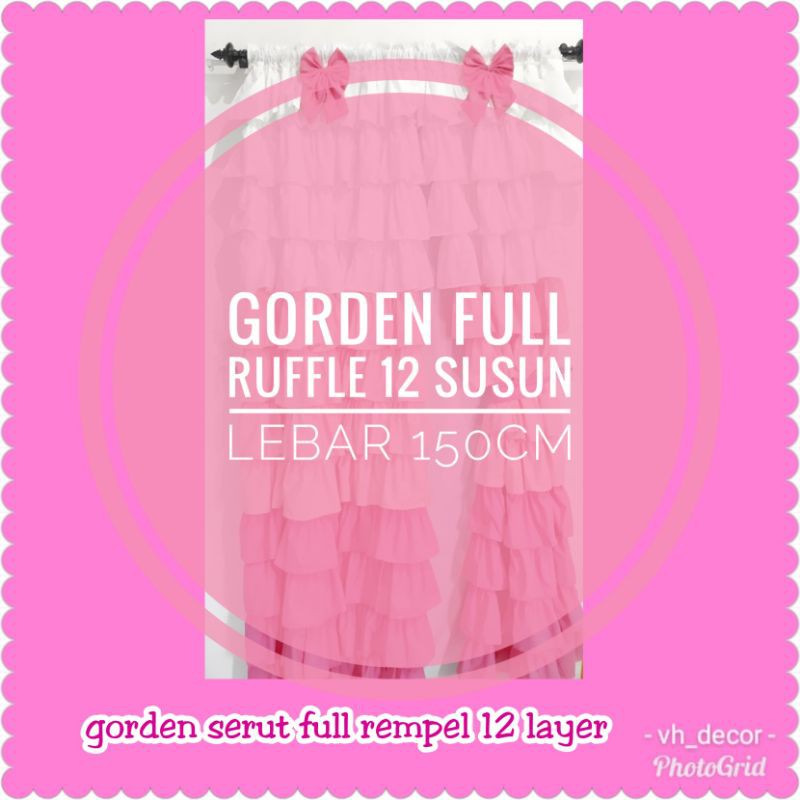 Gorden Shabby full rempel 12 susun dg lebar 150cm (per helai)