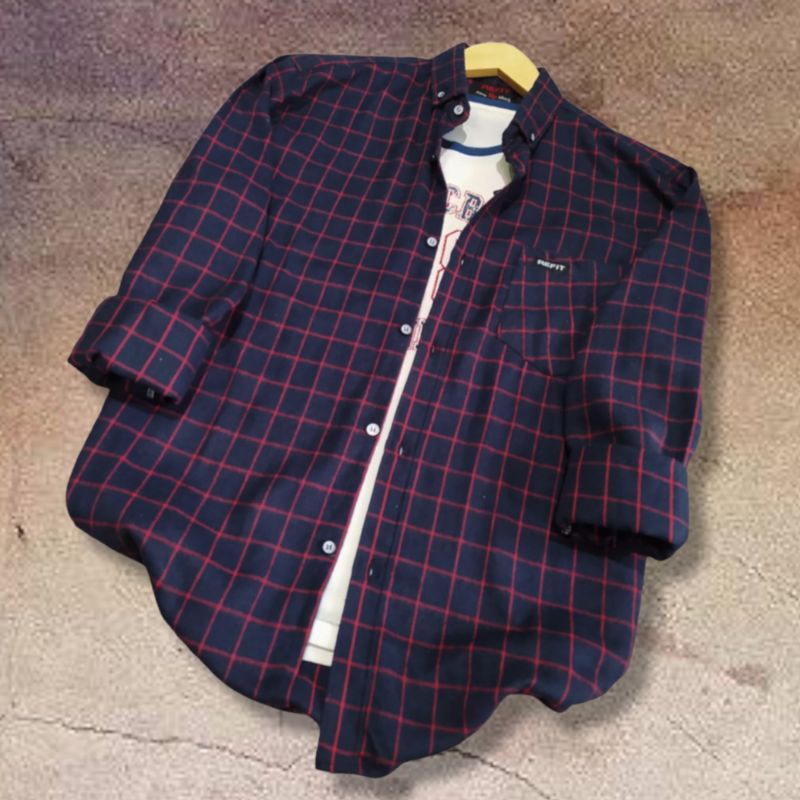 Kemeja Flanel Pria Lengan Panjang Slim Fit / Kemeja Kerja Kantor / Kemaja Garis Kotak Distro-Flanel 711