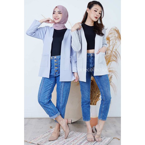 JANE COLLECTION || Outerwear Blazer Wanita Scuba XL Vina Blazer Hitam Wanita Formal Putih LD100