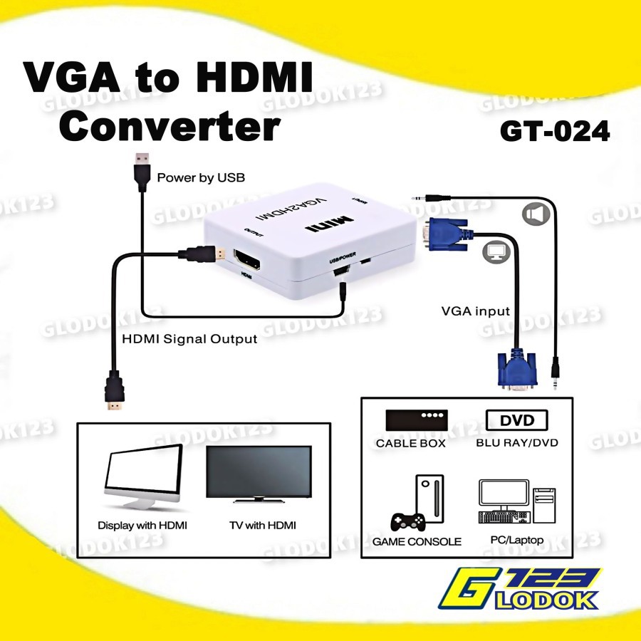 Converter VGA to HDMI Full HD 1080P - Mini VGA2HDMI GT024