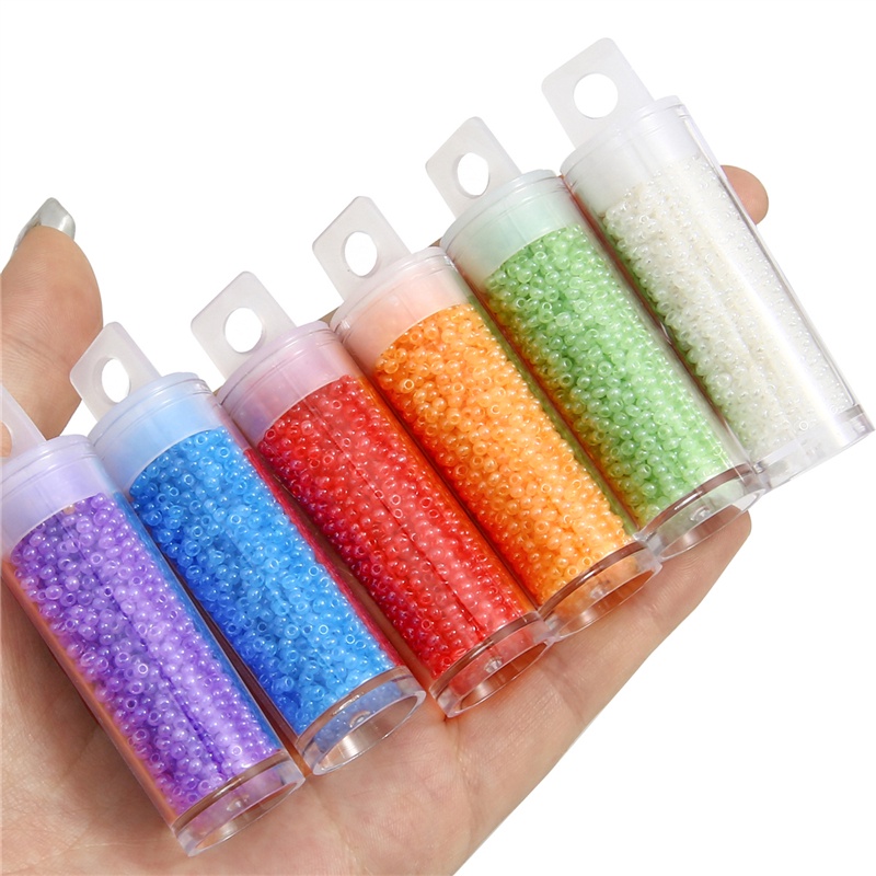 1500 Pcs/box 12/O 2 Mm Campuran Padat Krim Susu Ceko Kaca Benih Manik-manik untuk Membuat Perhiasan Anak-anak Gadis Kalung Gelang DIY Aksesoris