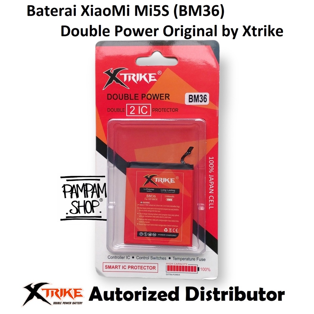 Baterai XTRIKE Double Power Original XiaoMi Mi5S Mi 5S BM36 Batre Batrai Battery Handphone HP Dual Ori