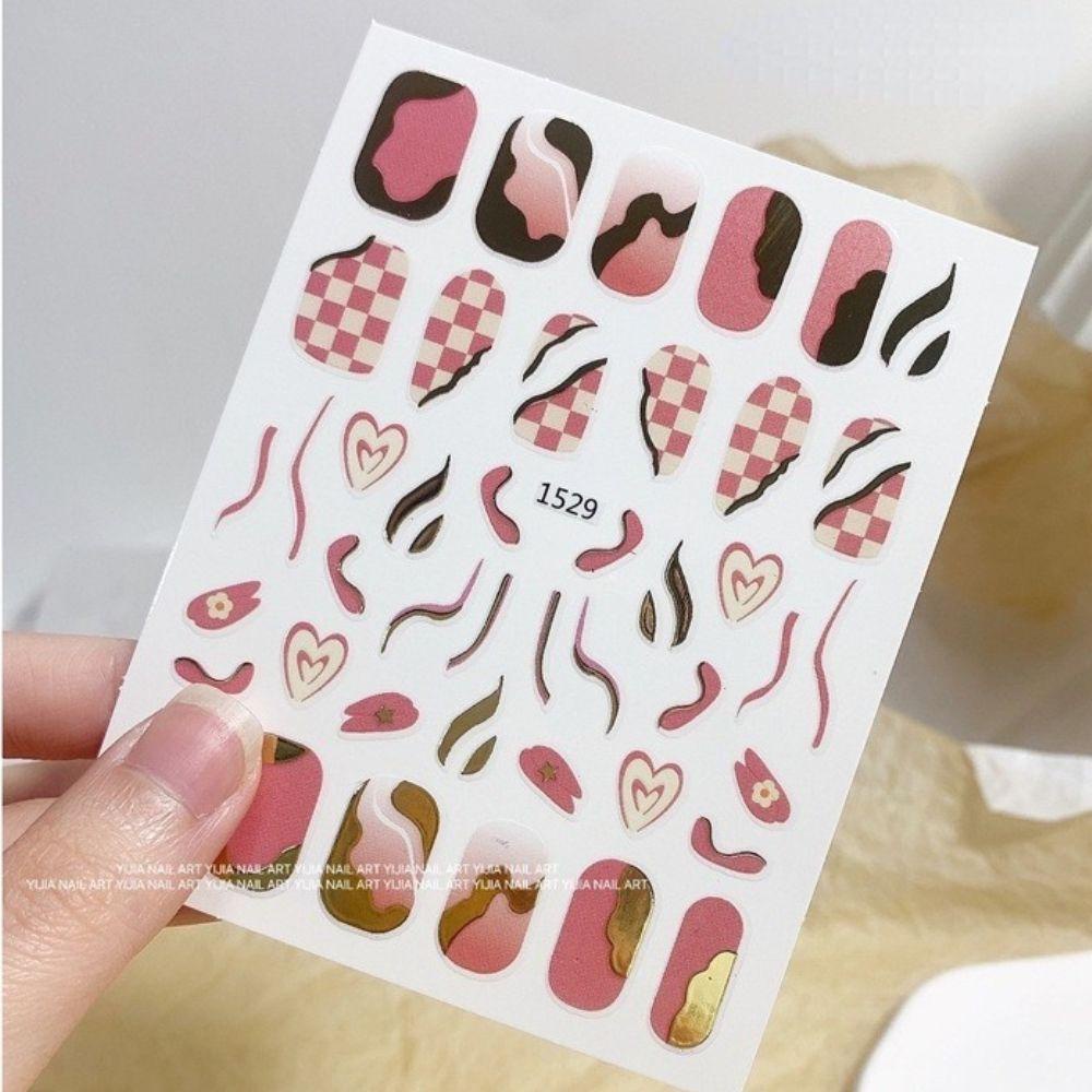 AUGUSTINA Agustina Perekat Stiker Kuku Rumbai Strip Garis Kotak-Kotak Kuku Kecantikan Kuku Salon Nail Art Decals Nail Art Watermarks