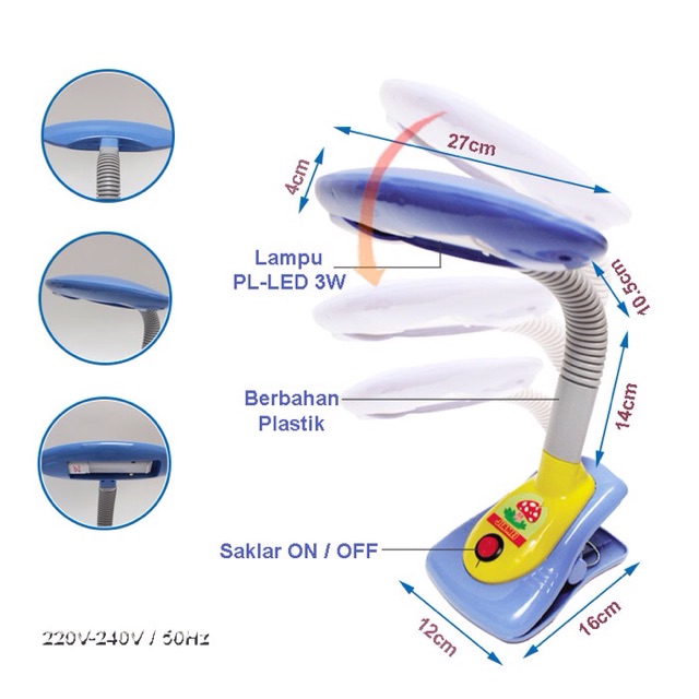 Lampu Meja Belajar Baca Duduk Jepit JM 815