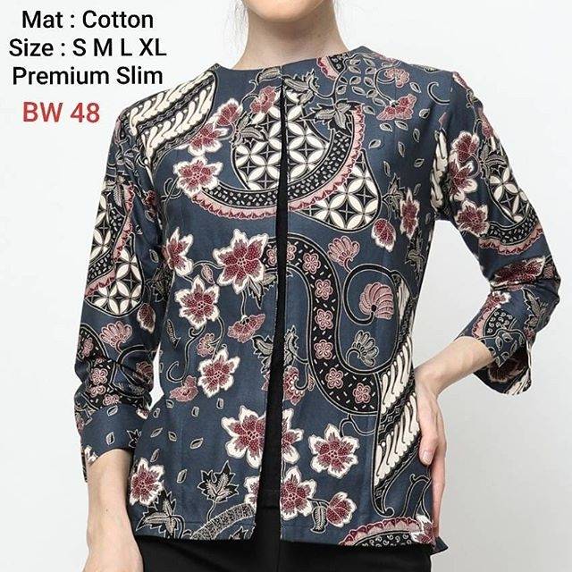 KEMEJA UNIK BATIK WANITA SLIM FIT BW 48 LENGAN 7/8 SLIMFIT