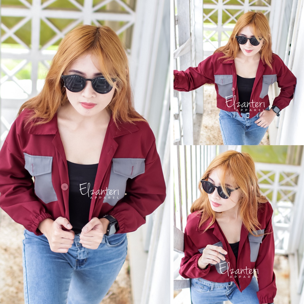 Jaket Crop Wanita Katun Ivanka