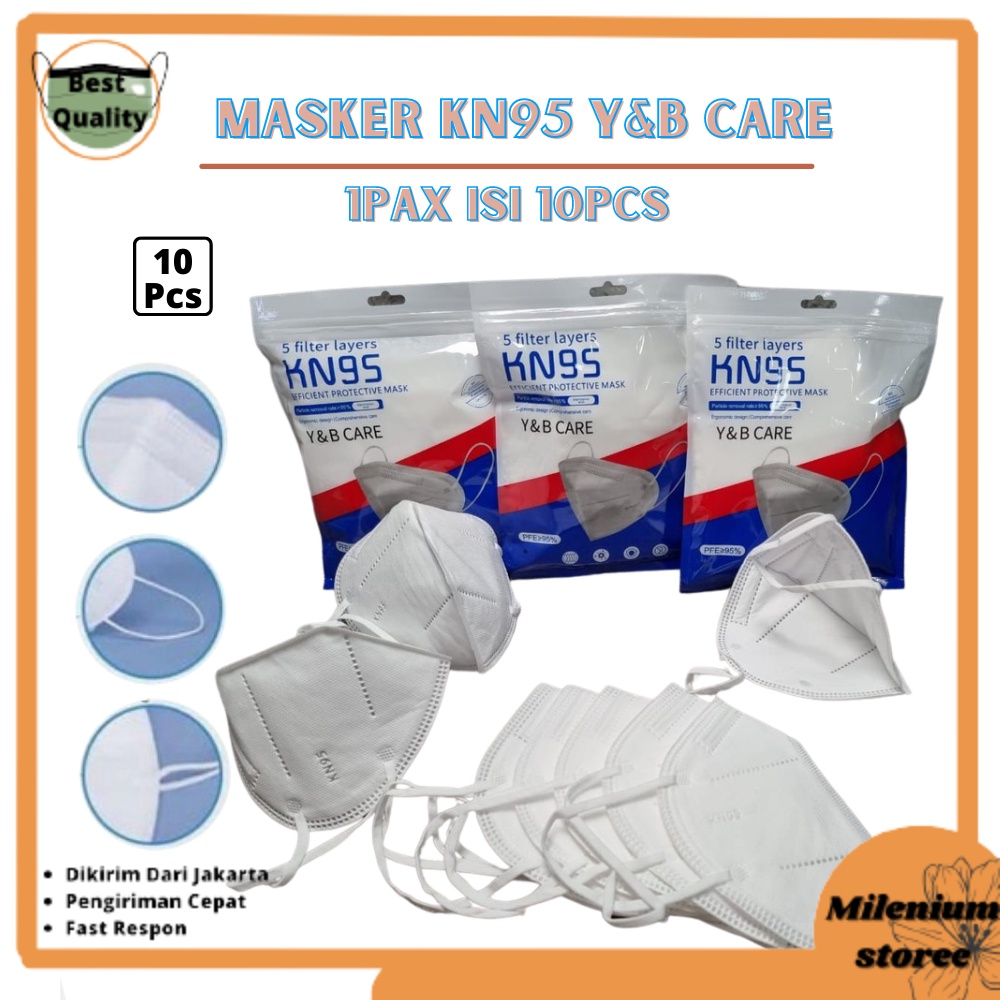 Masker KN95 Y&B Care Earloop Isi 10 Pcs Ergonomic Design MS