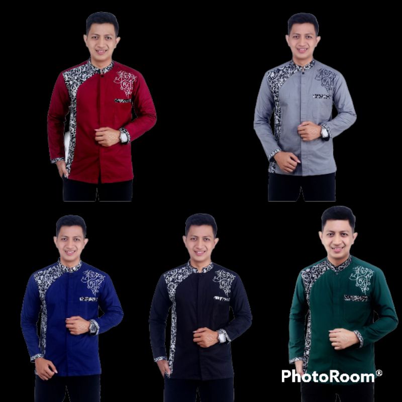 kemeja Koko KEMKO Kombinasi BAJU MUSLIM GUZ AZMI M L XL XXL bayar ditempat