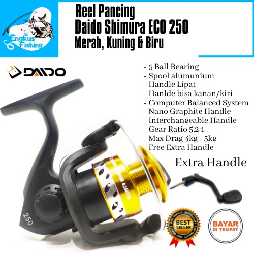 Reel Pancing Daido New Simura Eco 250 GRATIS Handle (5 Bearing) Spool Alumunium Murah - Engkus Fishing