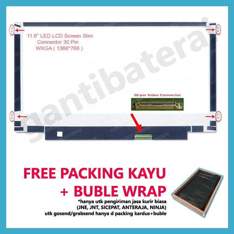LCD LED 11.6 inch 30 pin slim Bracket Kanan Kiri