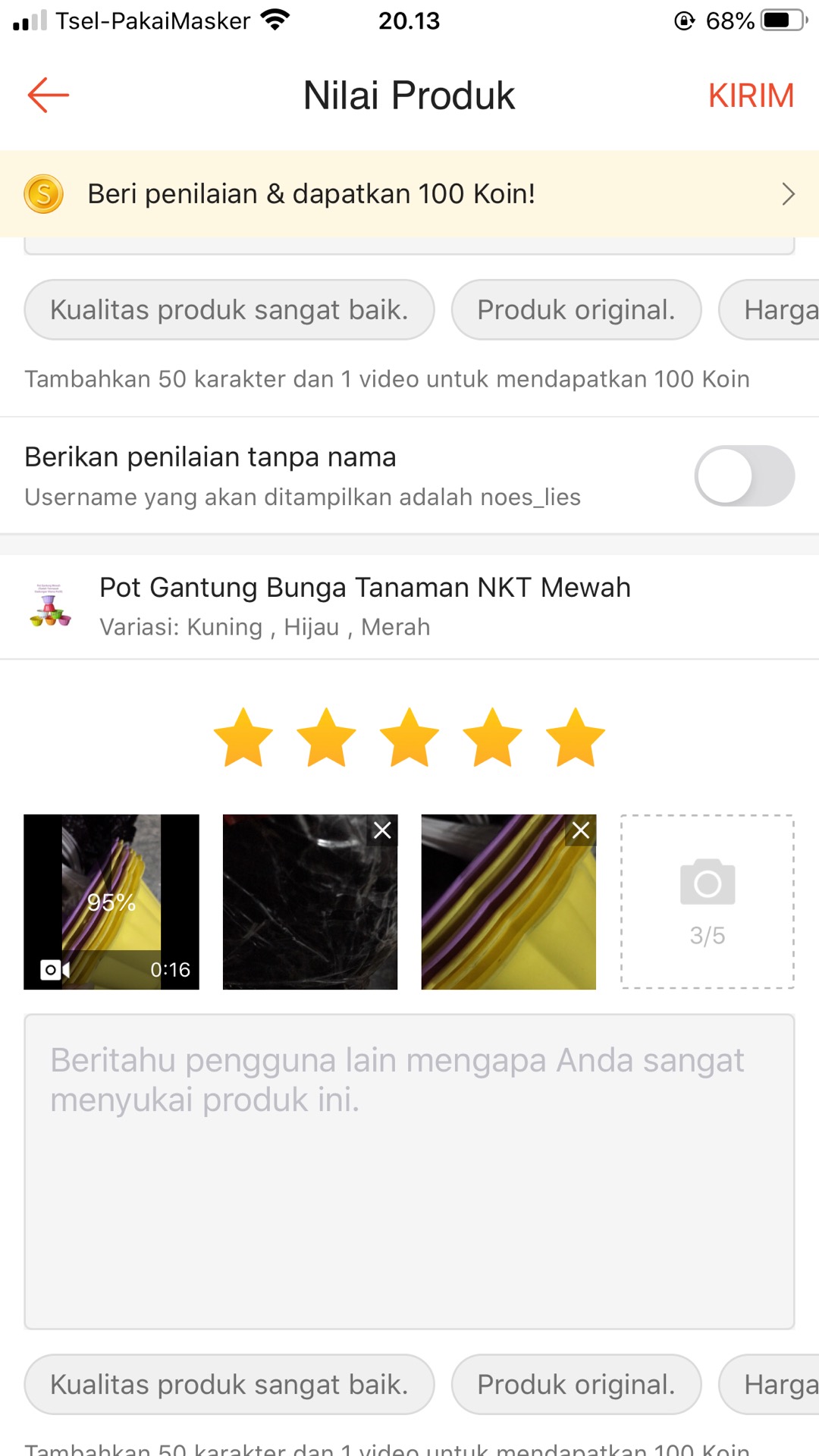 Pot Gantung Bunga Tanaman Nkt Mewah