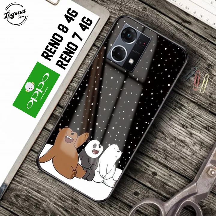 Softcase Glass Kaca Camera Protect - LS23 -  Softcase Kaca Mewah Oppo Reno 8 4G/Reno 7 4G  - Softcas