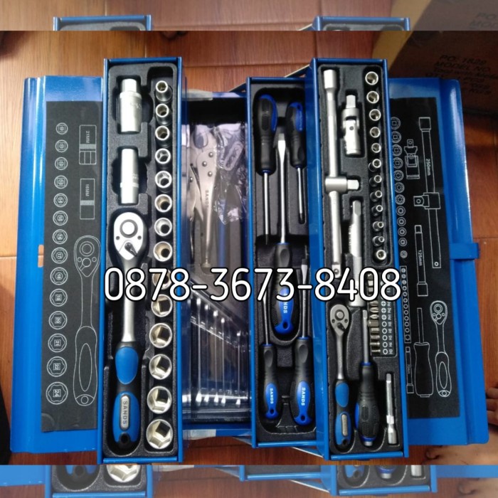 Tool Kit Set SANDS 91 Pcs Tool Box 3 Susun Isi Lengkap Alat Mekanik