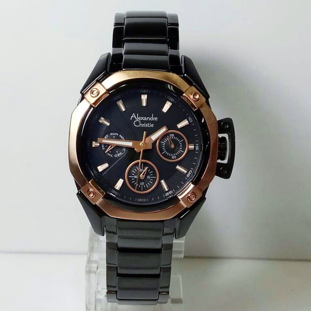 Alexandre Christie AC6225 Jam Tangan Wanita Stainless Steel hitam rose gold