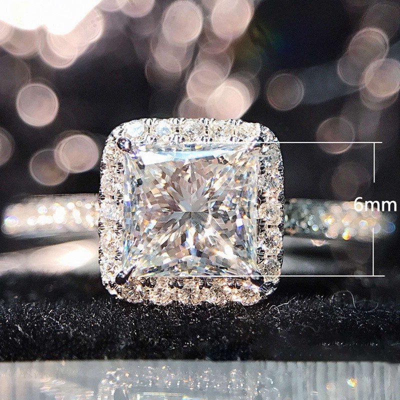 Cincin Cubic Zirconia Gaya Princess Untuk Wanita