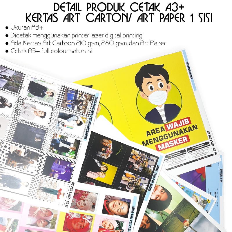 CETAK KERTAS A3+ ART CARTON/ ART PAPER 1 SISI