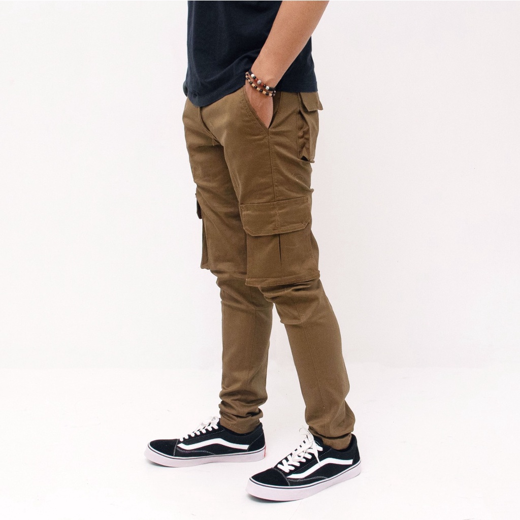 Celana Panjang Pria Rip Cargo Bahan twill Stretch Premium