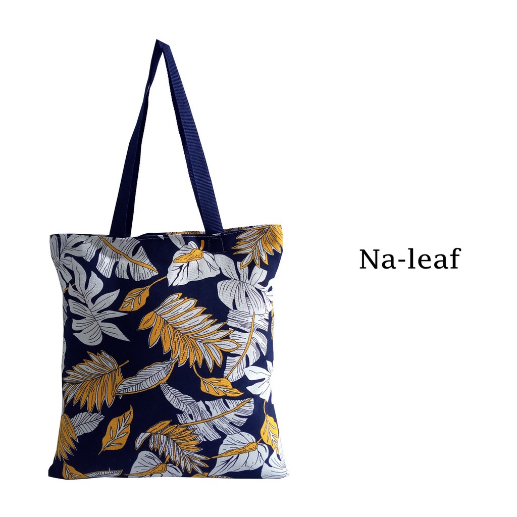 TOTE BAG / TOTEBAG KANVAS DENGAN RITSLETING KUAT DAN TRENDY / TAS TOTE MOTIF NA-LEAF