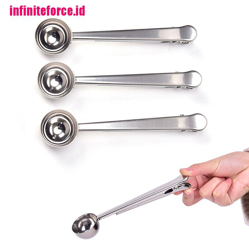 1PC Coffee Scoop With Clip Multifunction Stainless Steel Coffee Measuring Spoons