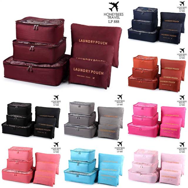 New Item LP888 IA 
Honeybees Travel Laundry Pouch Organizer 6in1