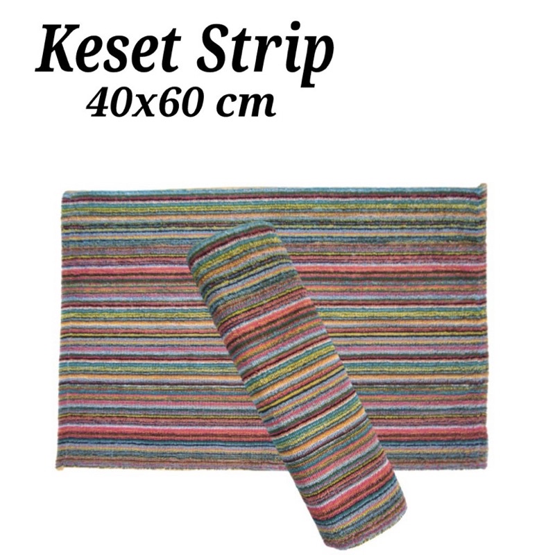 Keset kaki Jepang motif garis / motif strip ukuran 40x60cm