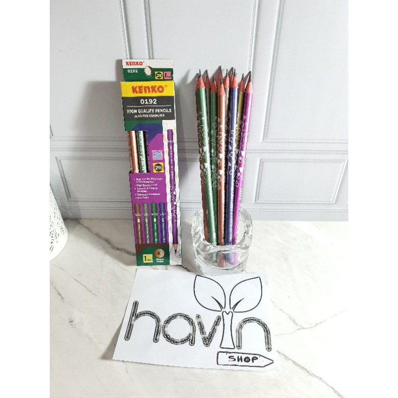 (12pc) pensil Kenko 2B 0192 sudah diserut/pencil Kenko bagus metalik-2