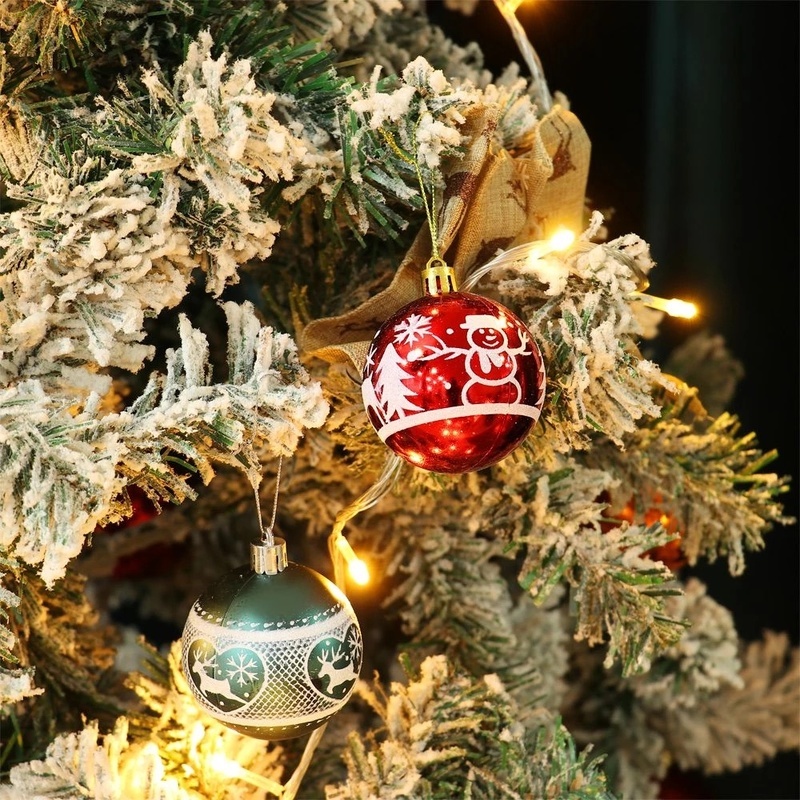 Set Bola Natal Lukisan Tangan Bulat 6cm Untuk Pohon Natal Christmas Tree Decoration Hanging Ball Ornaments Accessories