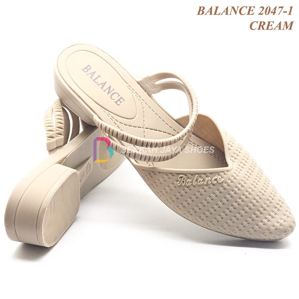Sepatu Sandal Balance 2047 - Sepatu Sandal Wedges Jelly Import - Sepatu Sandal Karet Tali Hak Sedang