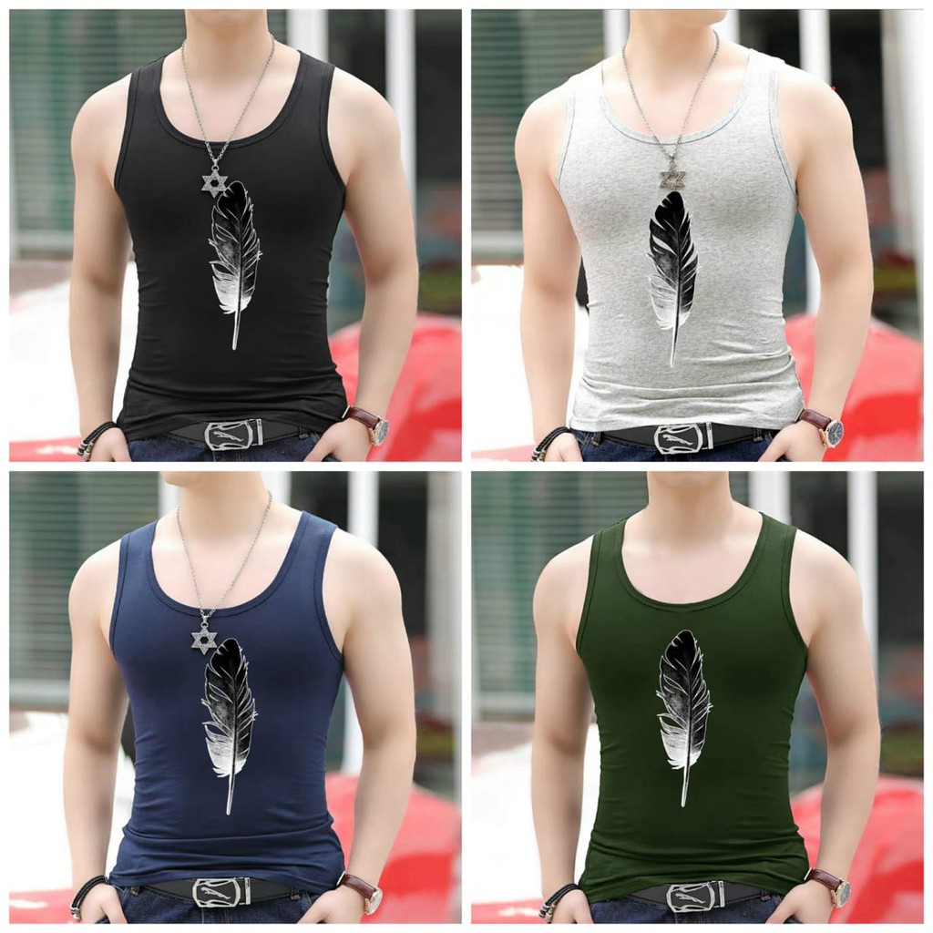 Bisa COD / DS - SINGLET MOTIF BULU / kaos cowok / kaos singlet / kaos dalem singlet cowok