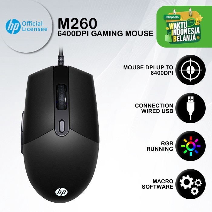 Mouse Gaming HP M260 - 6400DPI RGB Driver Macro Software Original
