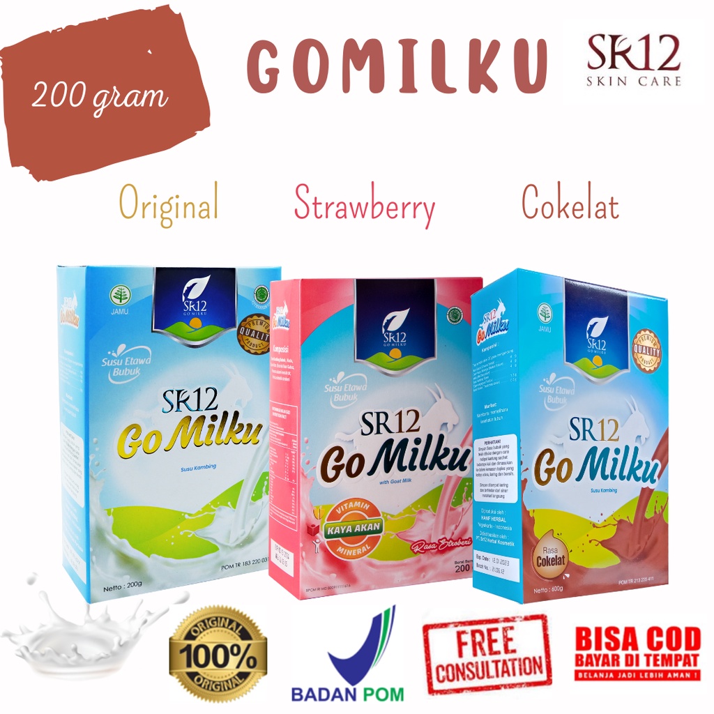 

[TANPA GULA] Susu Kambing Etawa Bubuk GOMILKU SR12 GO MILKU BPOM Plus Madu Daun Kelor Ikan Gabus