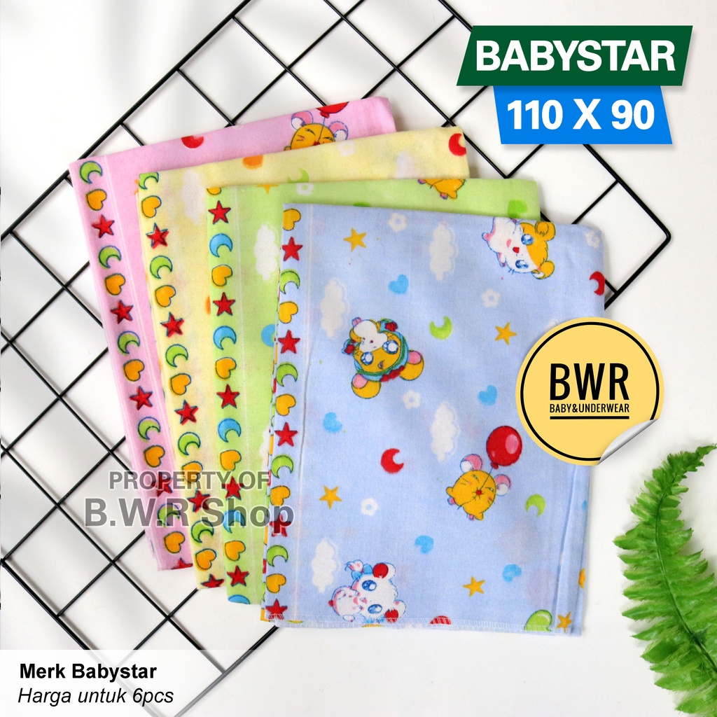 [ 6pc ] Bedong Babystar 110 x 90 | Selimut Bedong Bayi Murah Berkualitas || Bwr