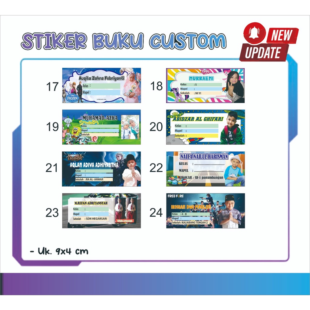 

STIKER BUKU MATA PELAJARAN SEKOLAH CUSTOM FOTO & NAMA