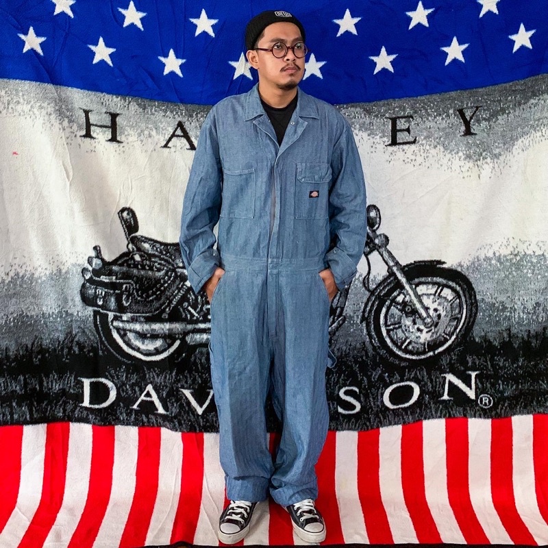 Vintage Dickies Coverall Long sleeve Heringbone Black Label
