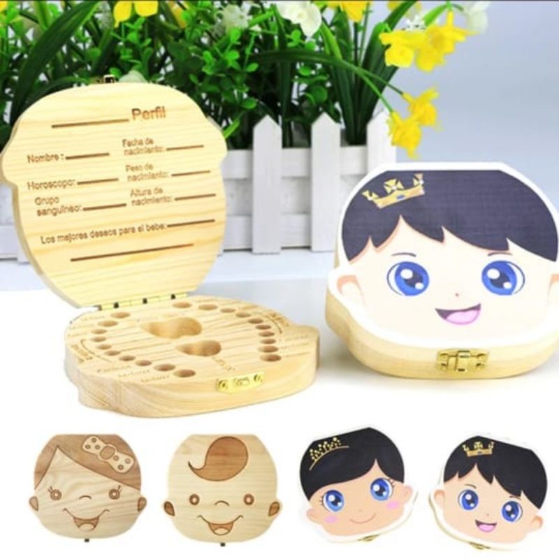 Tempat Gigi Susu Bayi Bahan Kayu Asli Solid Wood Tooth Box Koleksi Penyimpanan  Gigi Bayi